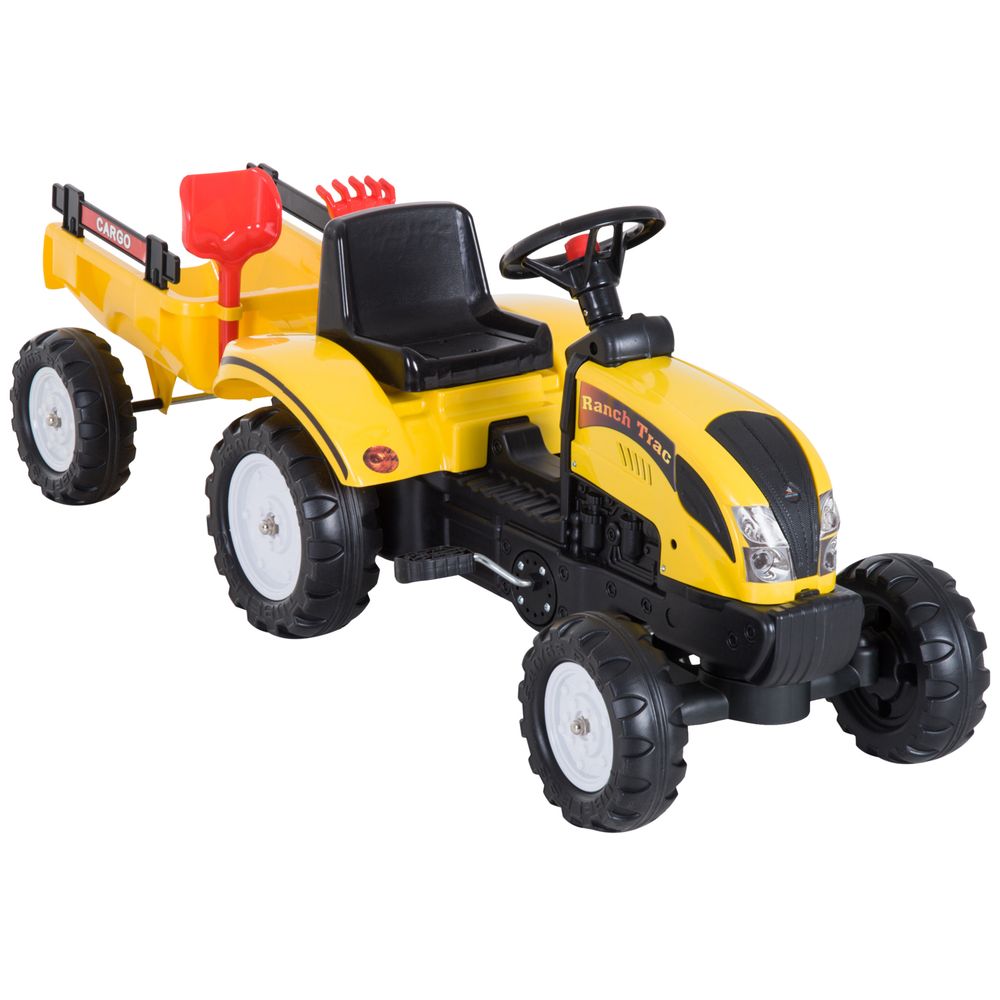 Pedal Go Kart Ride on Tractor w/ Shovel & Rake Four Wheels Child Toy - anydaydirect