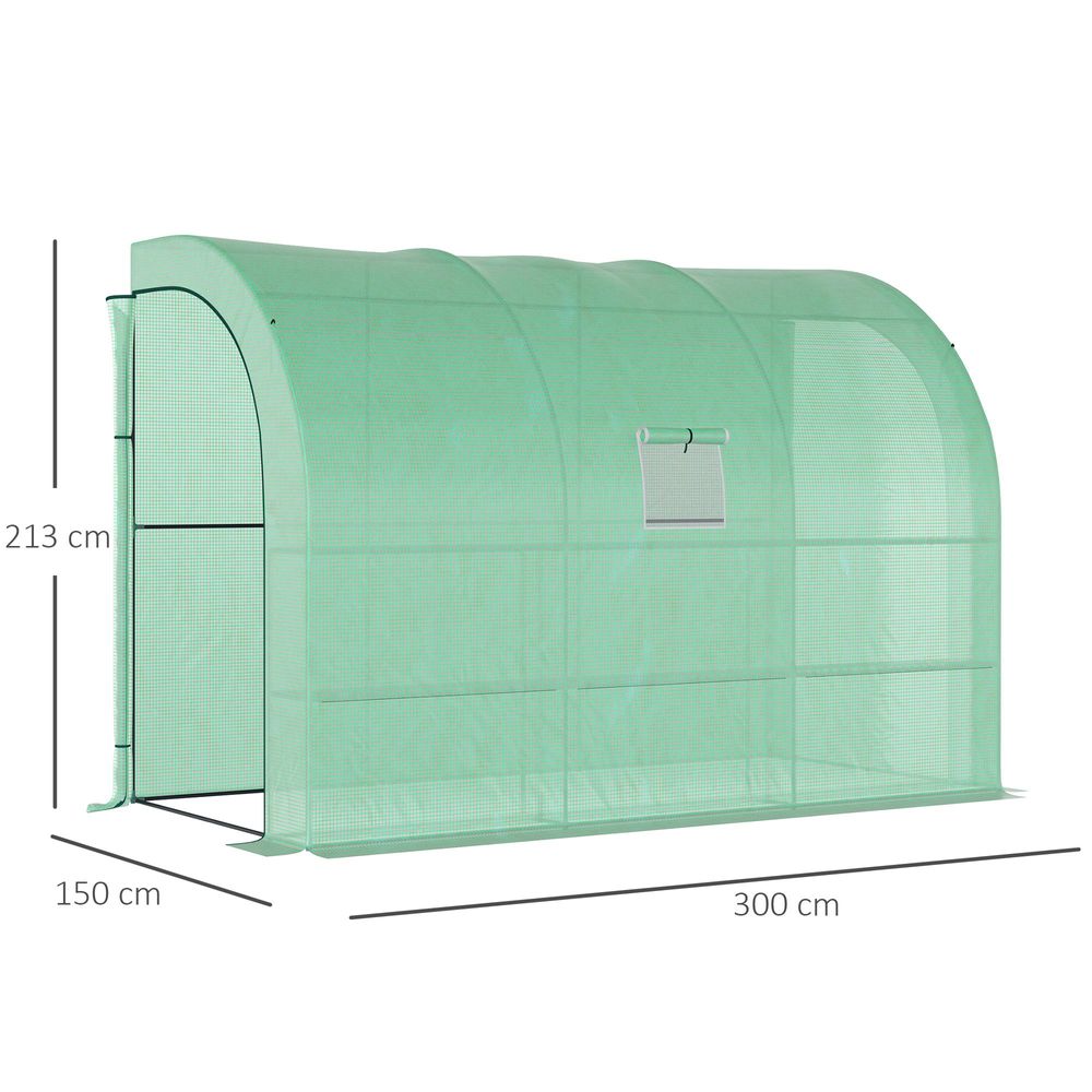 Walk-In Greenhouse PE Cover and 3-Tier Shelves, Green, 300x150x213 cm - anydaydirect