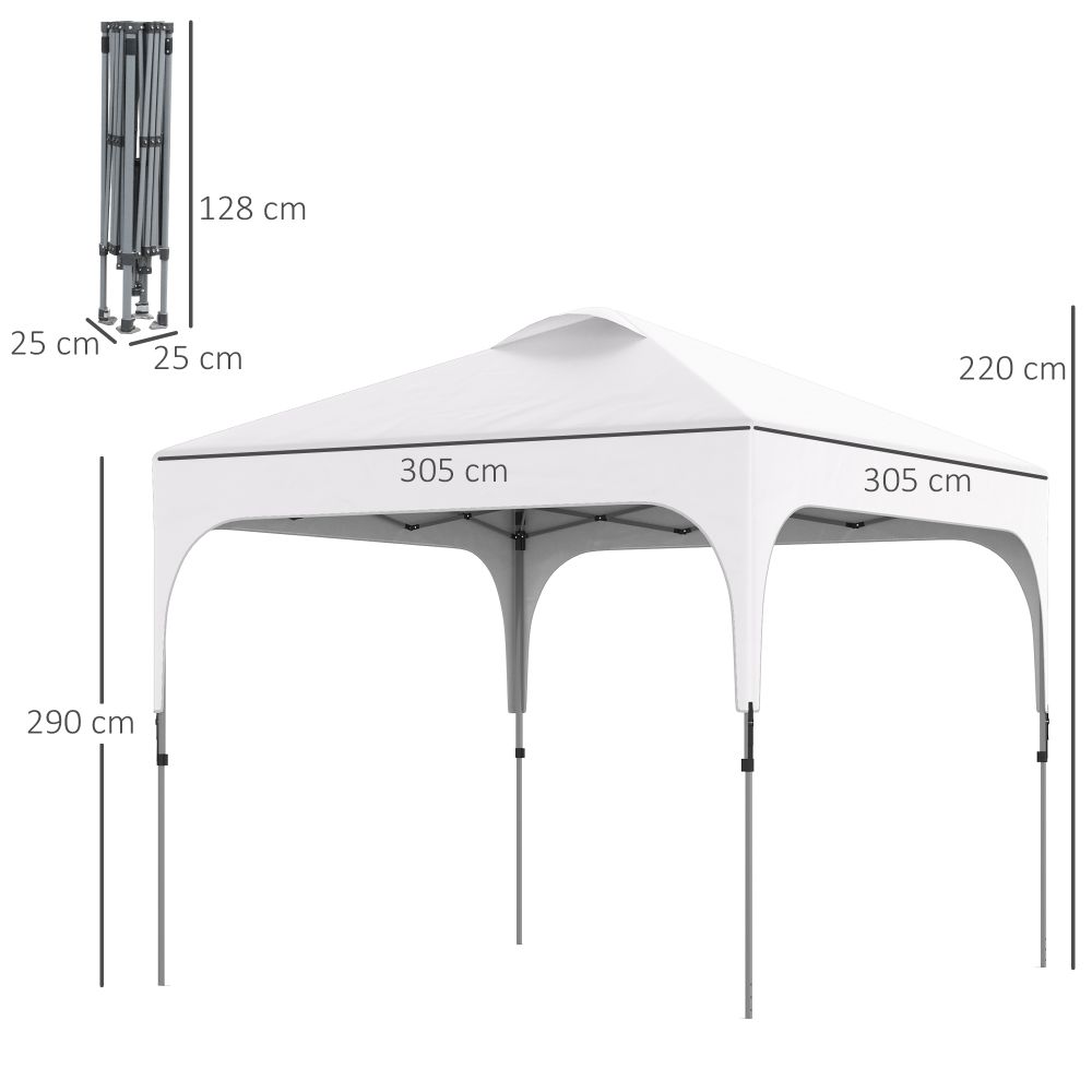 3x3M Pop Up Gazebo, Carry Bag 4 Leg Weight Bags White - anydaydirect