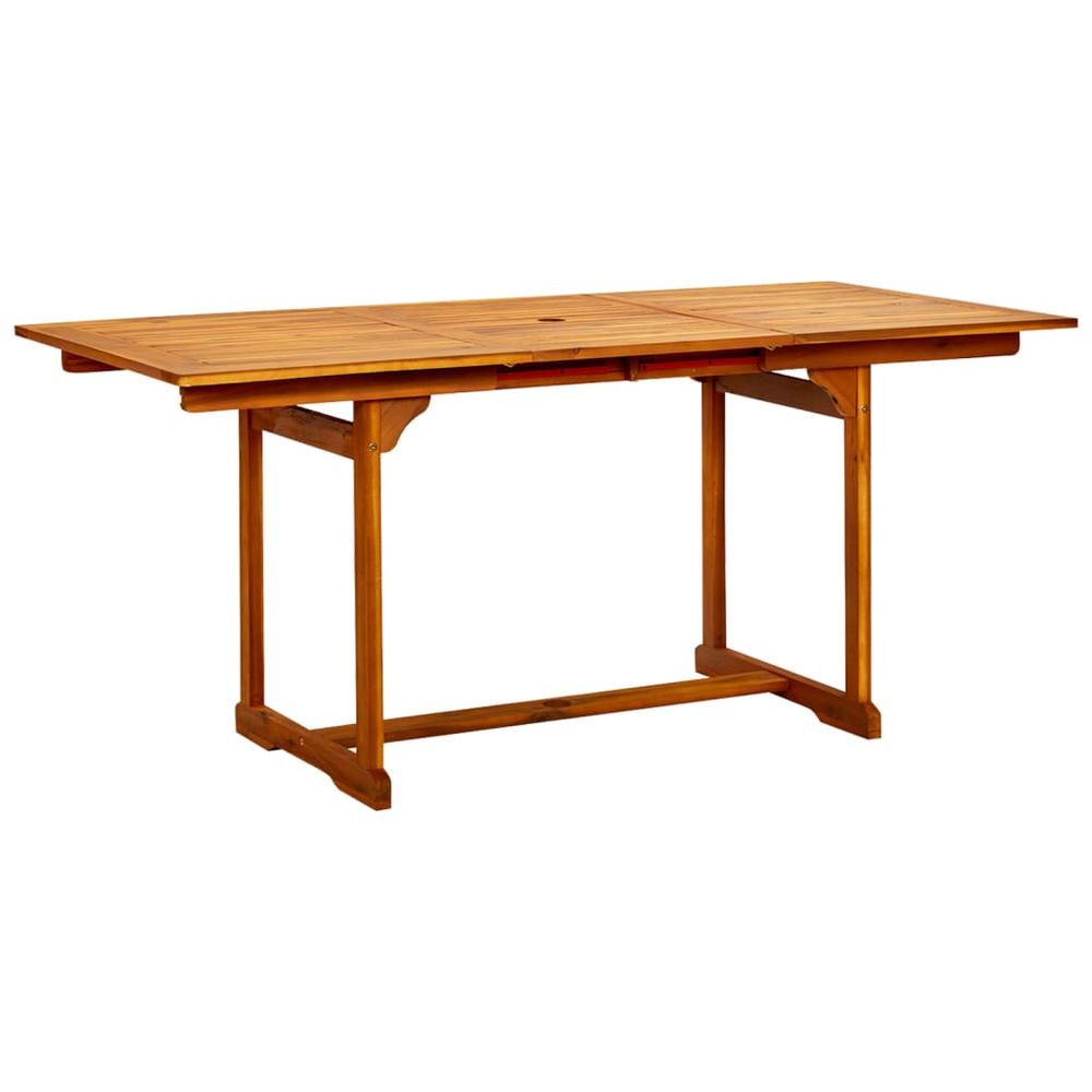 Garden Dining Table (120-170)x80x75 cm Solid Acacia Wood - anydaydirect