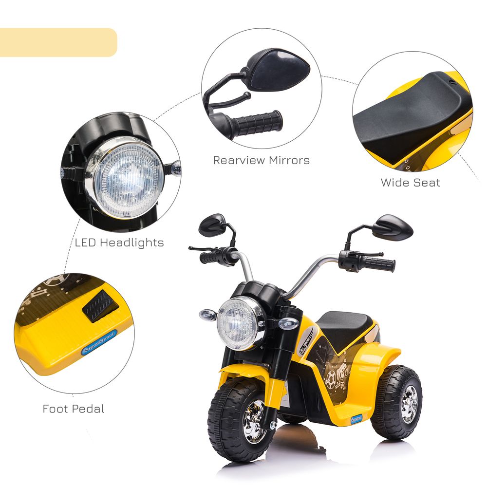 Kids 6V Electric Motorcycle Ride-On Toy Battery 18 - 36 Months Yellow HOMCOM - anydaydirect