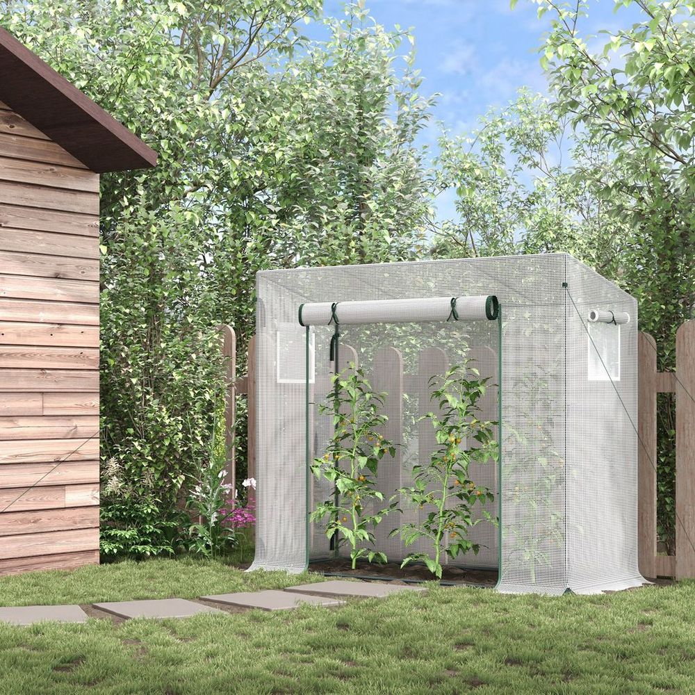 Outsunny 200x76x168cm Walk-in Garden Greenhouse Plant Warm House w/ Roll Up Door - anydaydirect