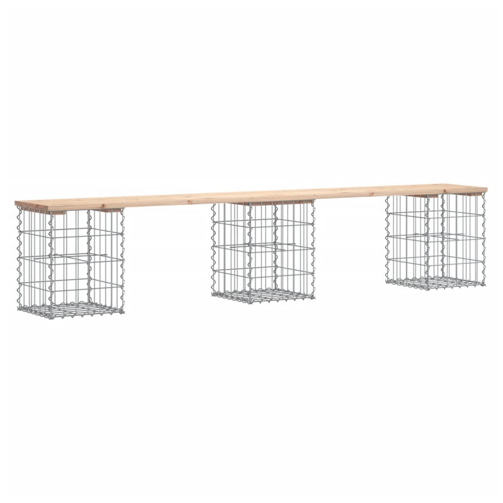 vidaXL Garden Bench Gabion Design 203x31x42 cm Solid Wood Pine - anydaydirect