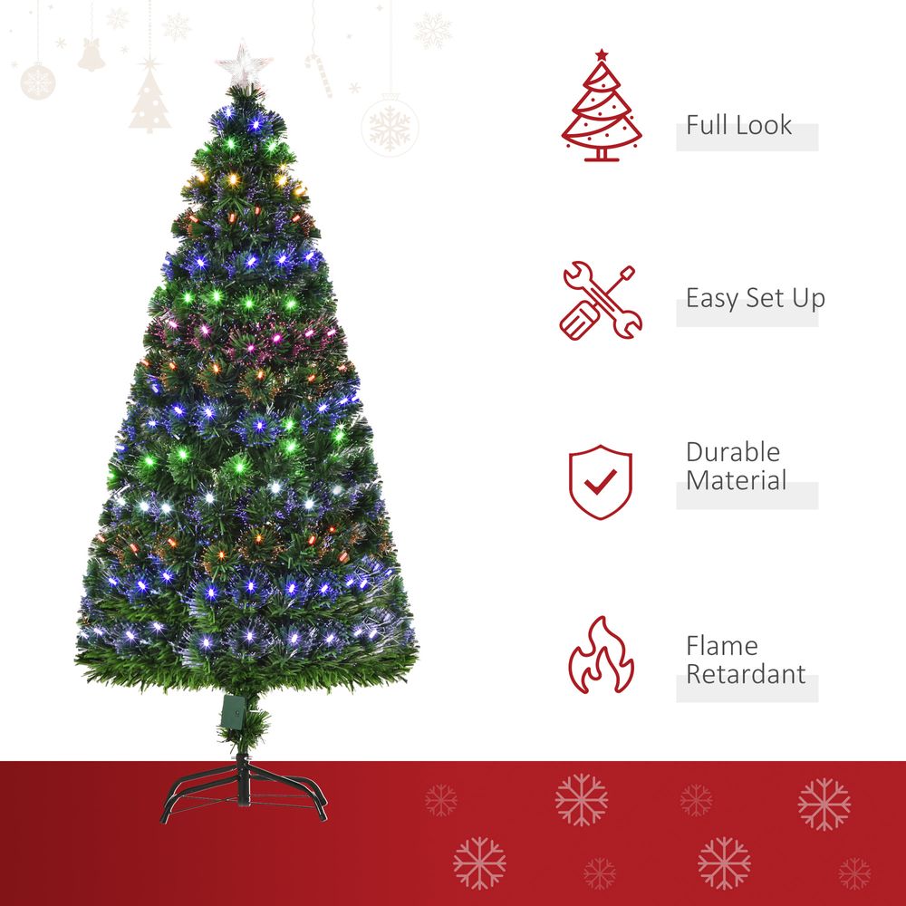 5FT Pre-Lit Artificial Christmas Tree Lights Star Topper Metal Base - anydaydirect