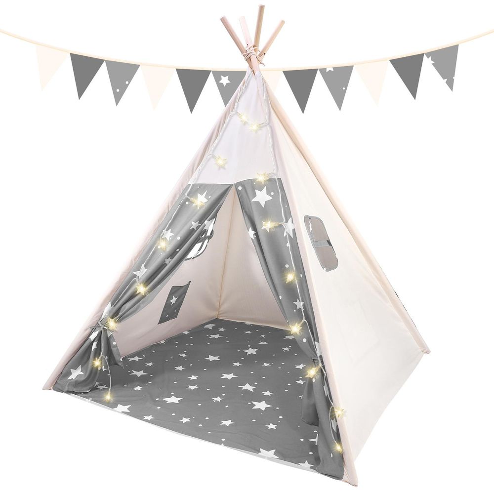 SOKA Teepee Tent for Kids Foldable Cotton Canvas Indoor Outdoor Playhouse - anydaydirect