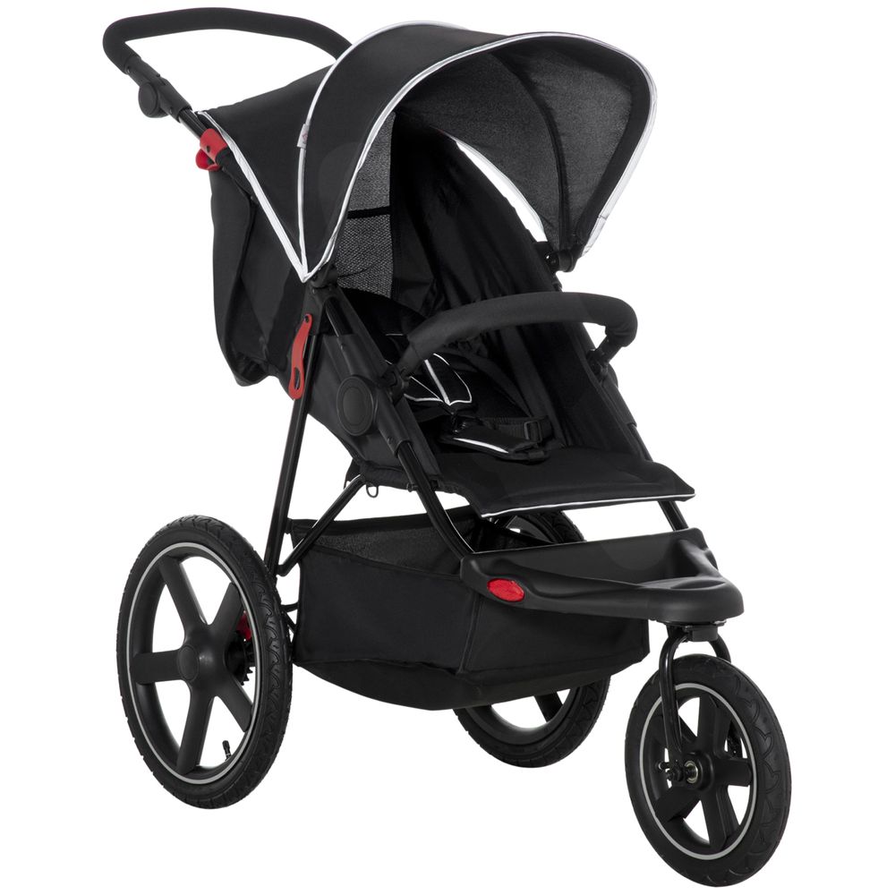 Lightwieght Pushchair w/ Reclining Backrest From Birth to 3 Years - Black - anydaydirect