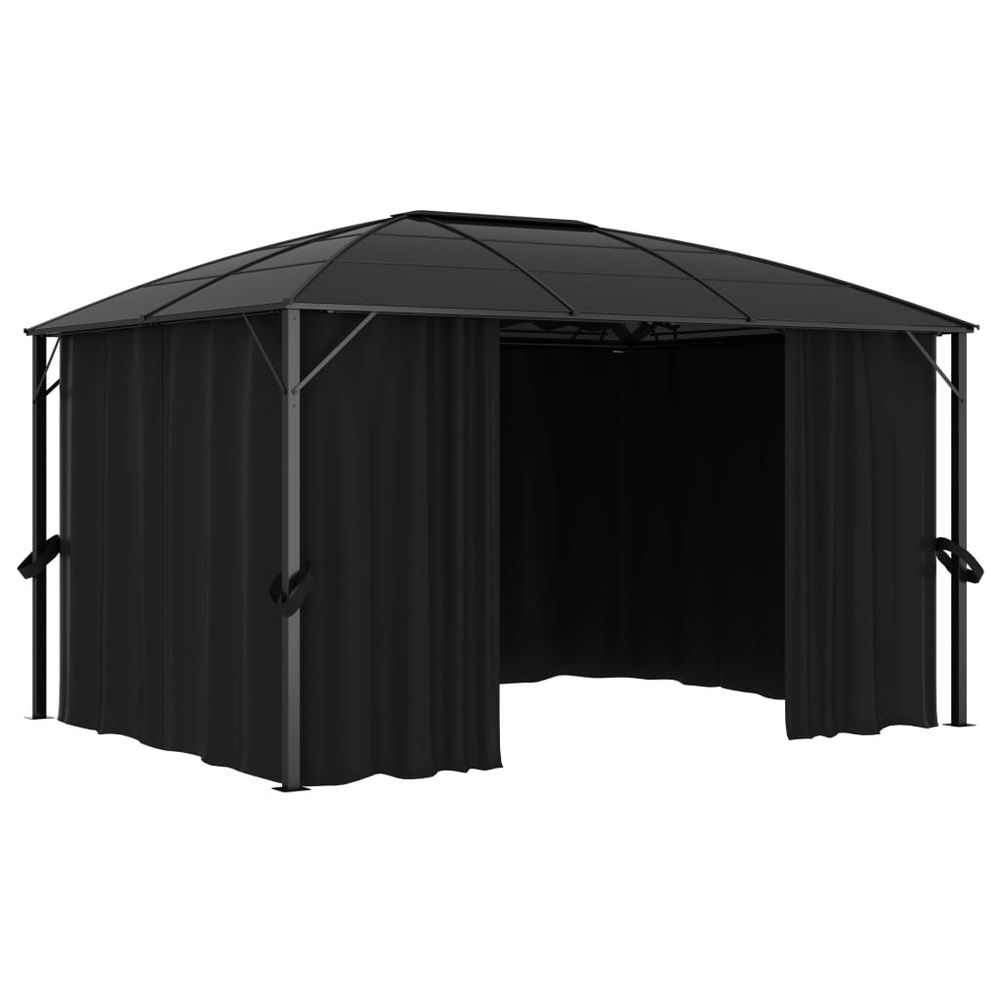 Gazebo with Curtains 400x300x265 cm Anthracite - anydaydirect