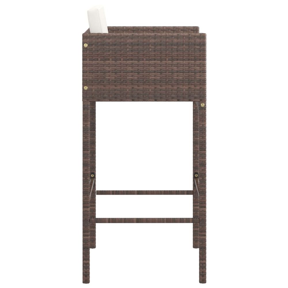 Bar Stools 4 pcs with Cushions Brown Poly Rattan - anydaydirect