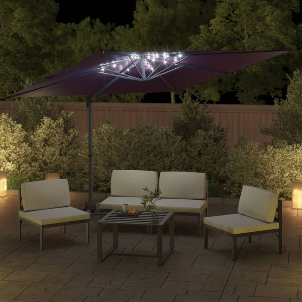 LED Cantilever Umbrella Bordeaux Red 400x300 cm - anydaydirect