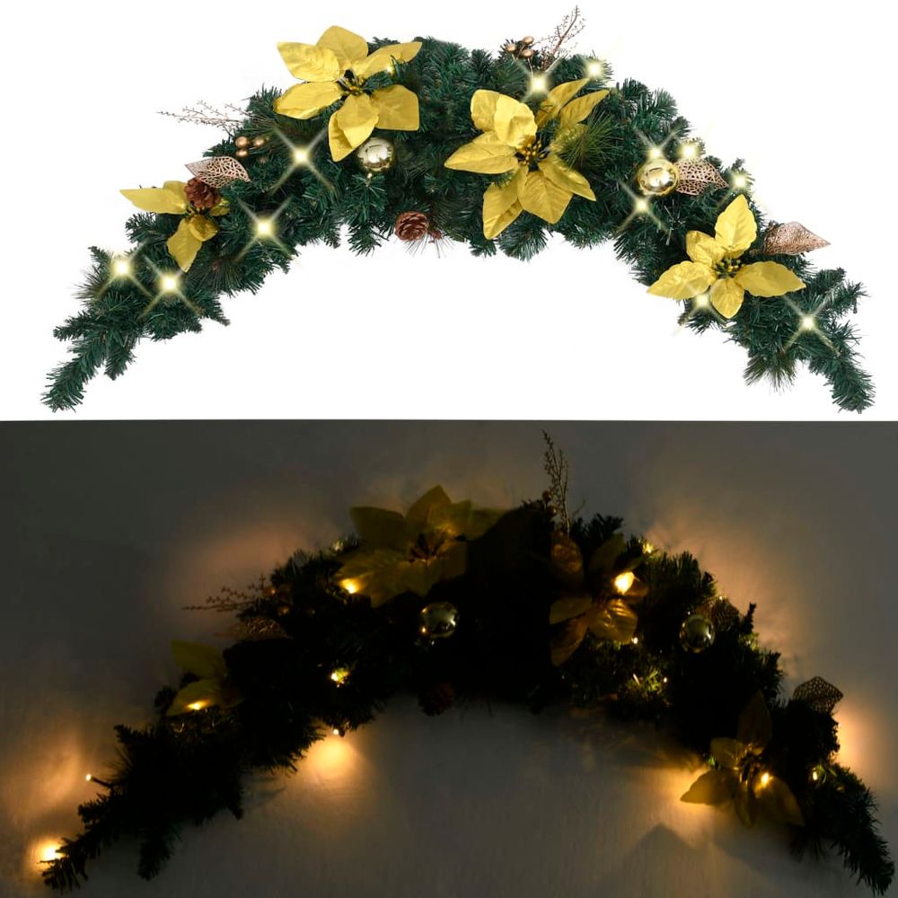 Christmas Arch with LED Lights Green 90 cm PVC - anydaydirect