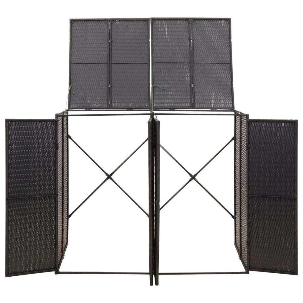 Double Wheelie Bin Shed Black 140x80x117 cm Poly Rattan - anydaydirect