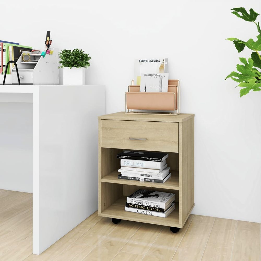 Rolling Cabinet White 46x36x59 cm Engineered Wood - anydaydirect