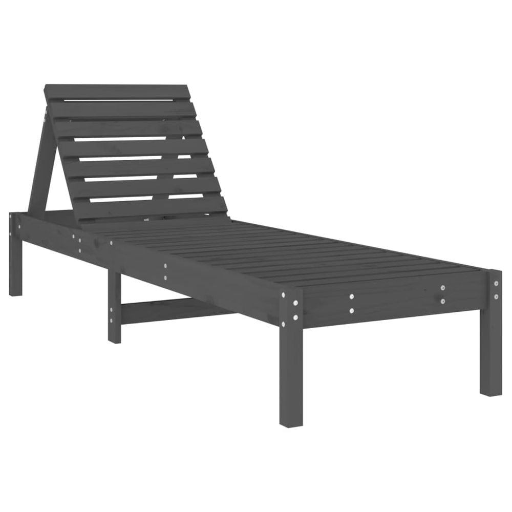 vidaXL Sun Lounger Grey 199.5x60x74 cm Solid Wood Pine - anydaydirect