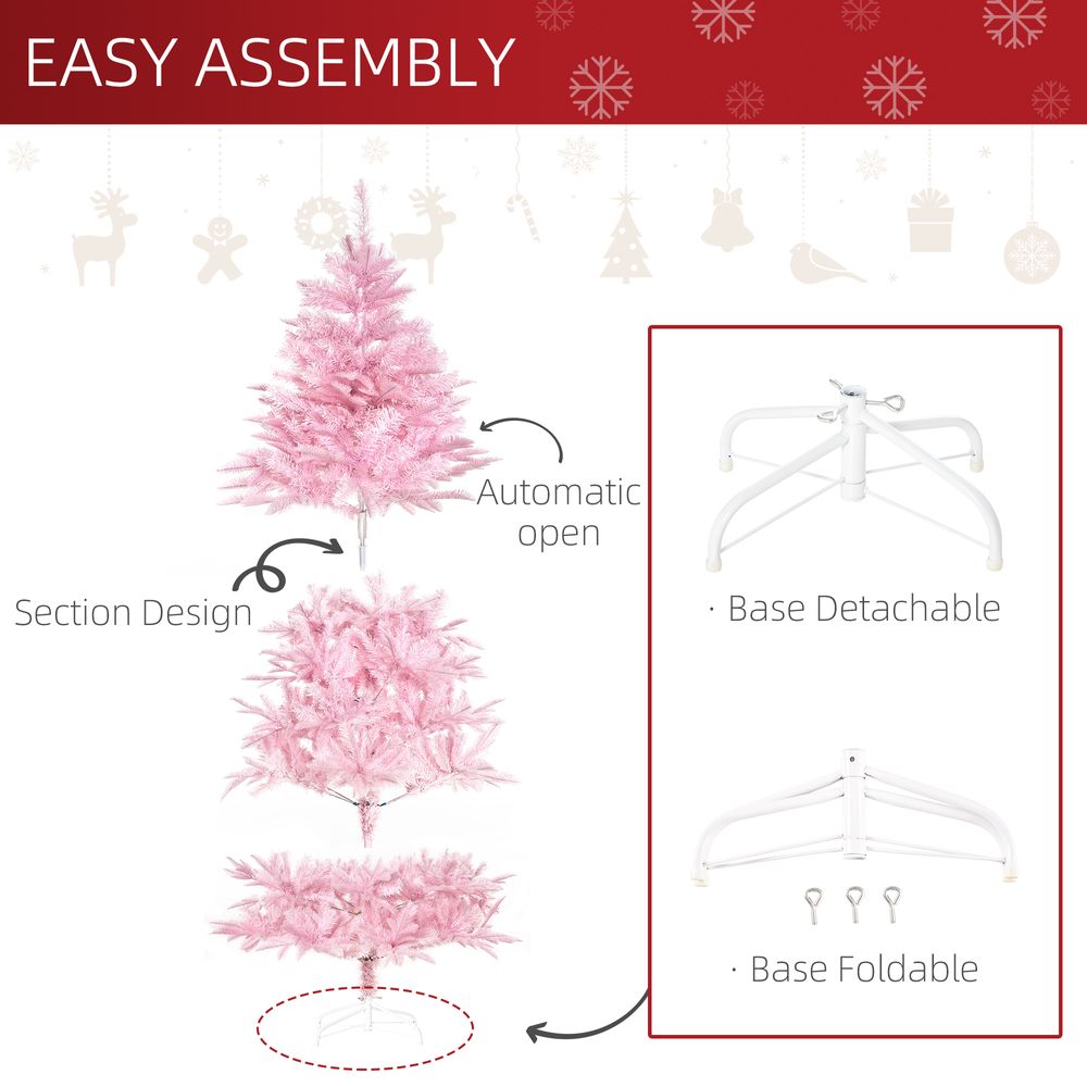 6FT Artificial Christmas Tree Holiday Xmas Automatic Open for Home Party Pink - anydaydirect