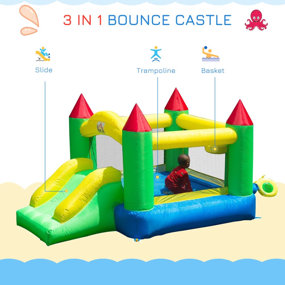 Bouncy Castle with Slide Inflatable Bouncer Kids Jumper Bounce Castle HOMCOM - anydaydirect
