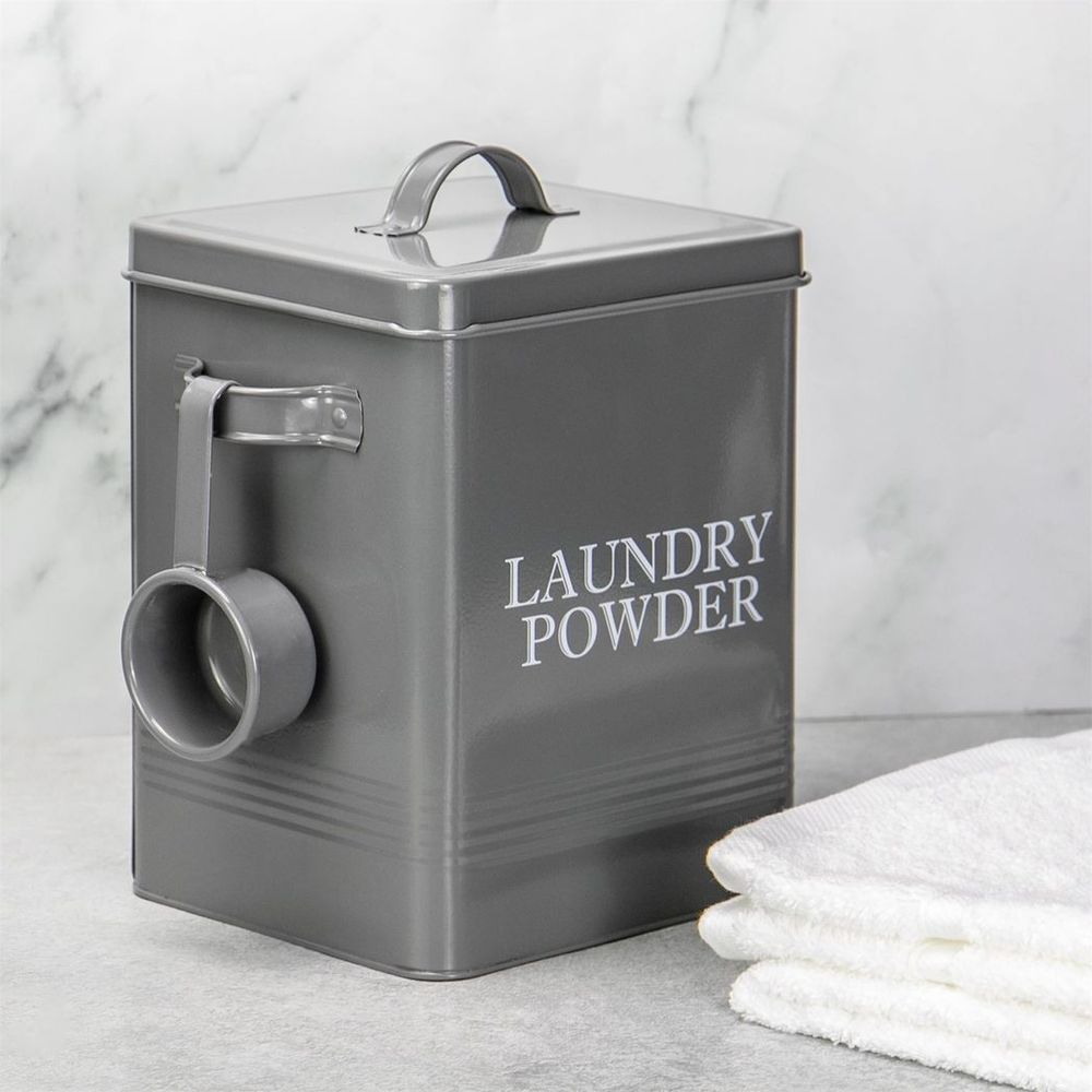 Laundry Powder Storage Tin with Scoop Grey | M&W - anydaydirect