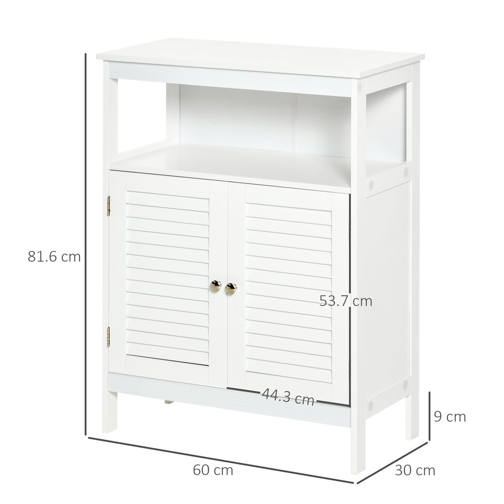kleankin Wooden Bathroom Floor Cabinet  Door Corner Storage Oragnizer White - anydaydirect