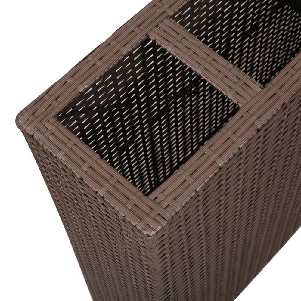 Garden Raised Bed with 4 Pots Poly Rattan Brown - anydaydirect