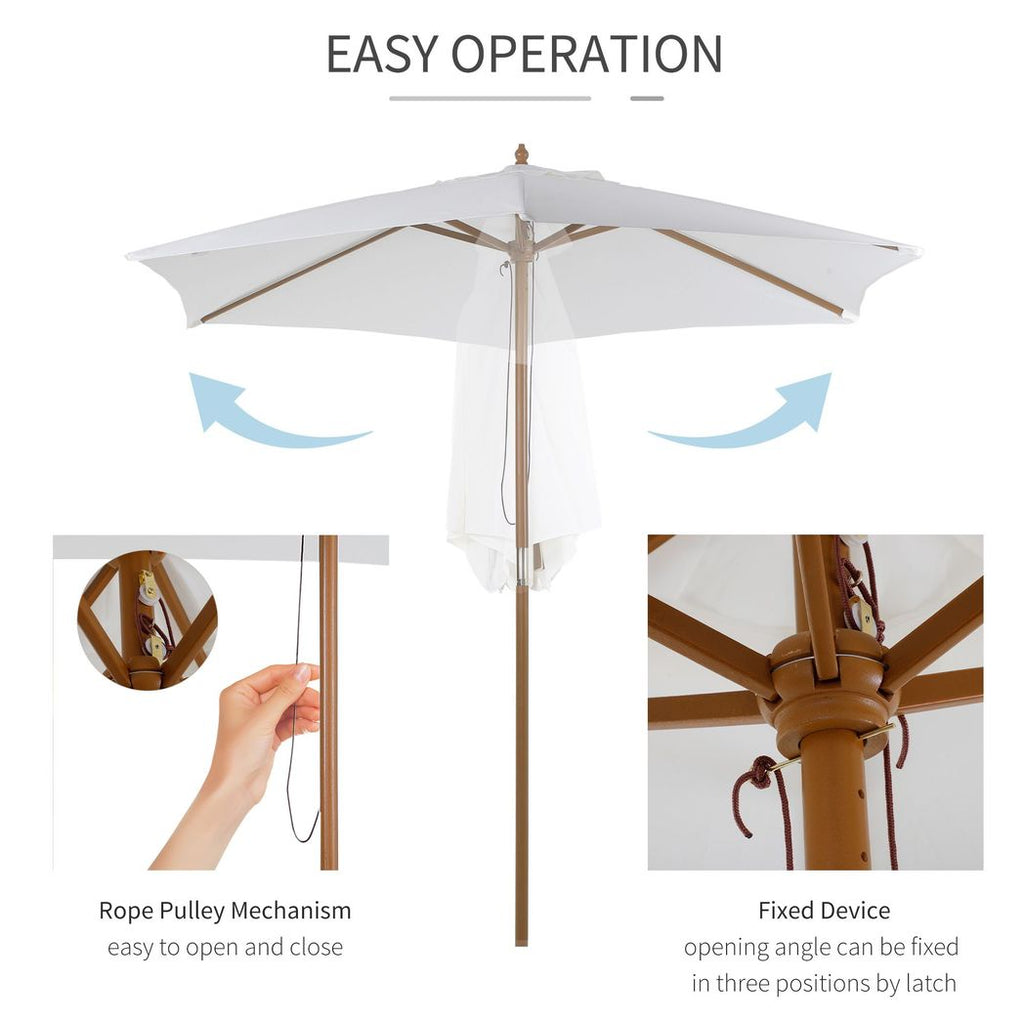 Outsunny 2.5m Wood Garden Parasol Sun Shade Patio Outdoor Wooden Umbrella Canopy - anydaydirect