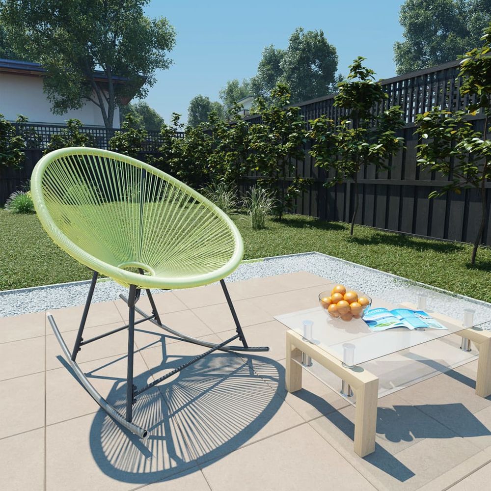 Outdoor Rocking Moon Chair Grey Poly Rattan - anydaydirect