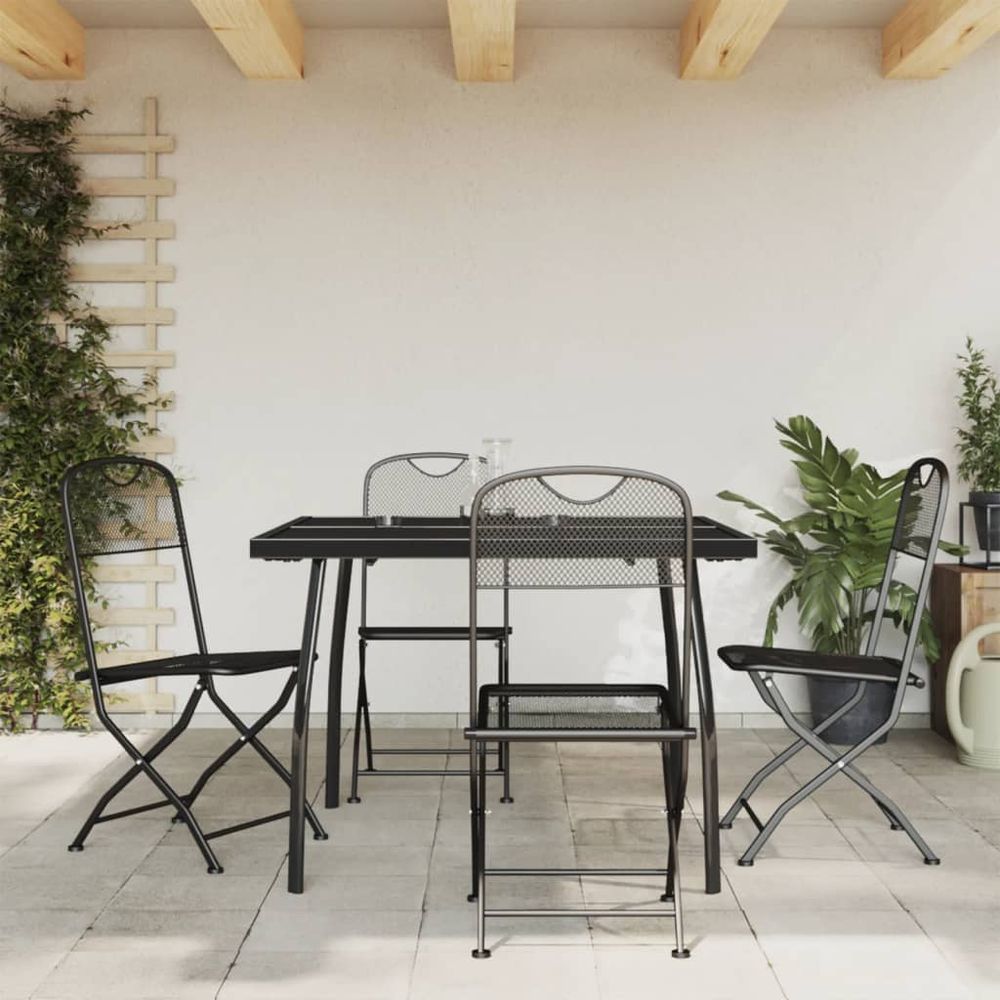 vidaXL 5 Piece Garden Dining Set Anthracite Metal Mesh - anydaydirect