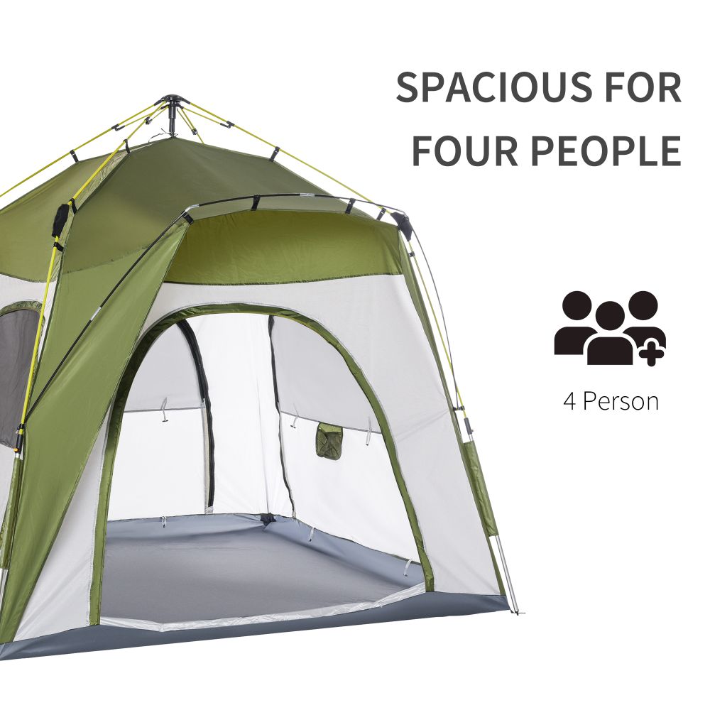 Four Man Pop Up Tent Automatic Camping Backpacking Dome Shelter Outsunny - anydaydirect