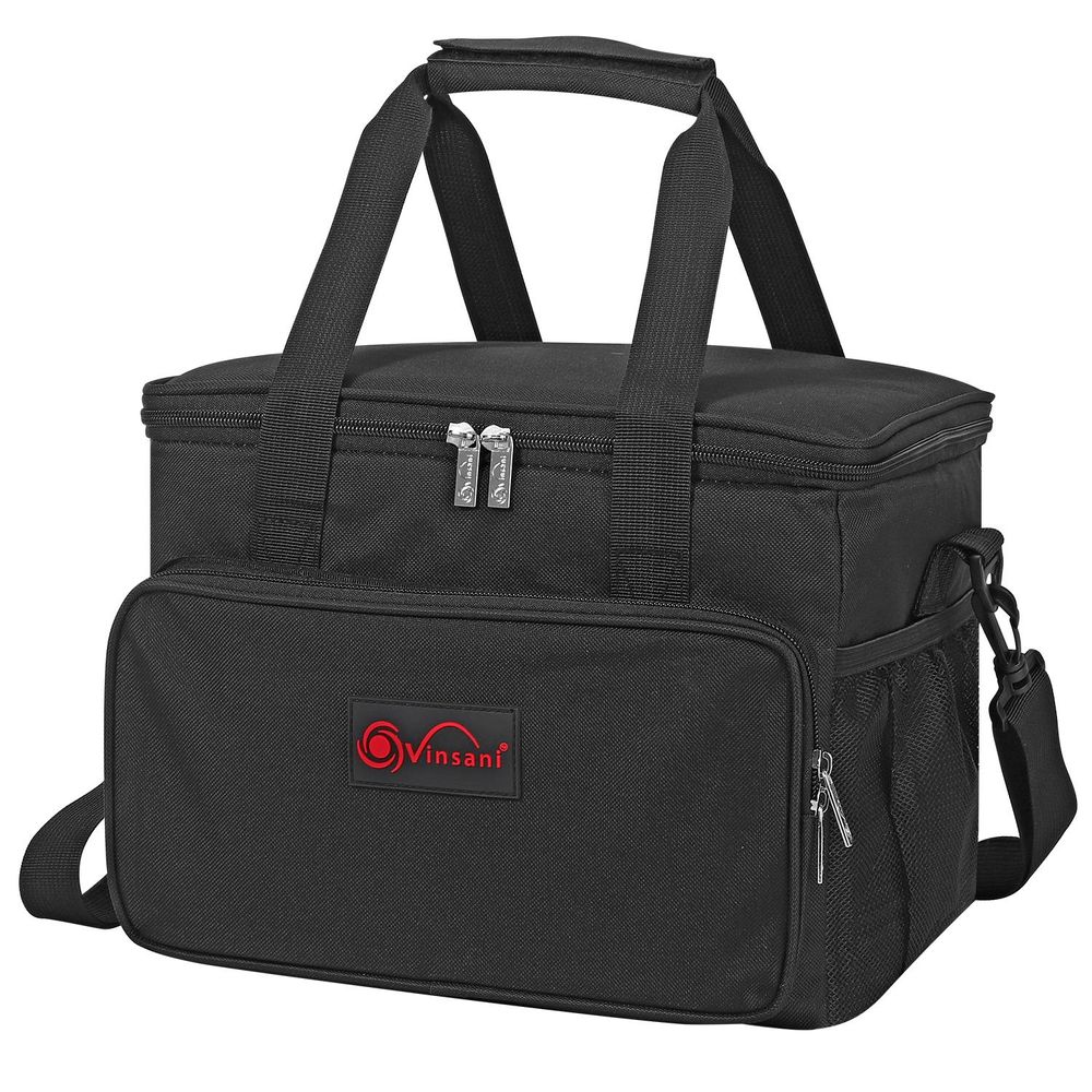 Black Cooler Bag Insulated Picnic Storage Bag for Picnic Camping - anydaydirect