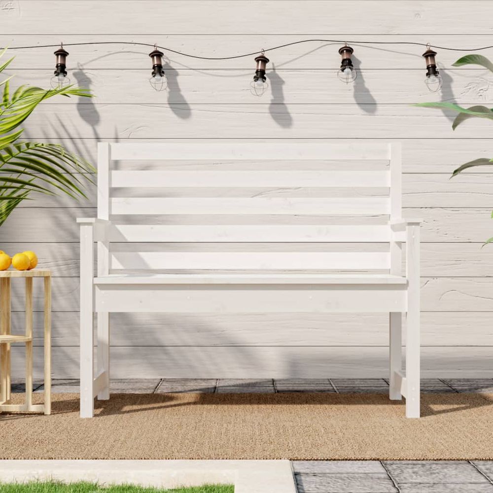 Garden Bench White 109x48x91.5 cm Solid Wood Pine - anydaydirect