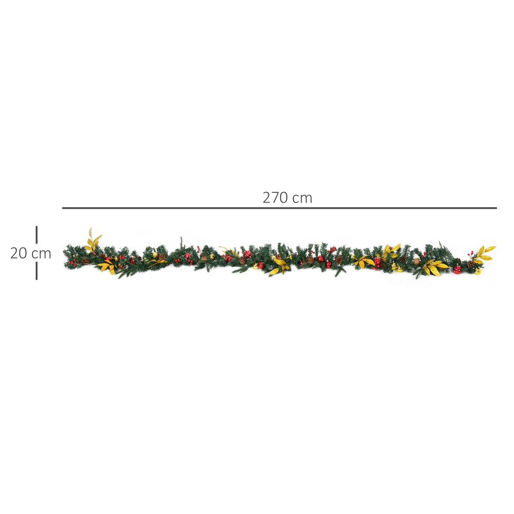 2.7M Artificial Christmas Garland Pine Cones Deco Home Fireplace Doors - anydaydirect