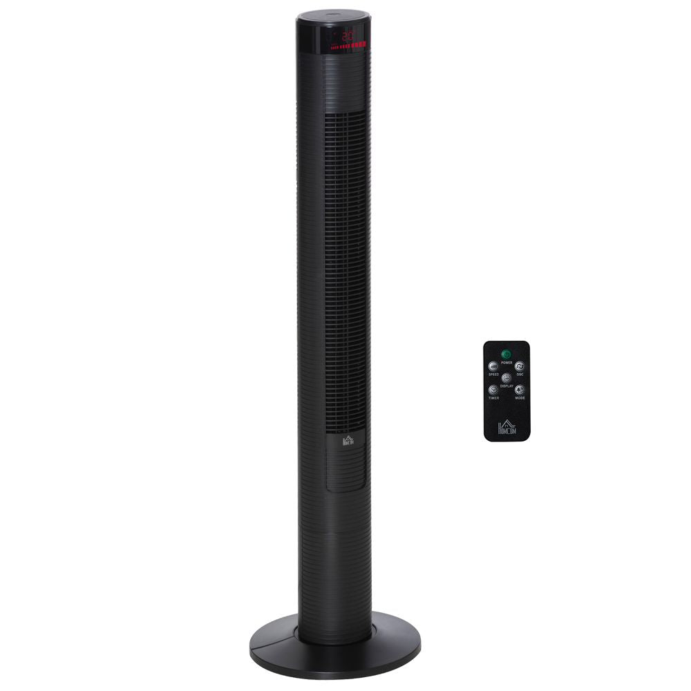 ABS Oscillating 3-Speed Tower Fan w/ Remote Control Black - anydaydirect