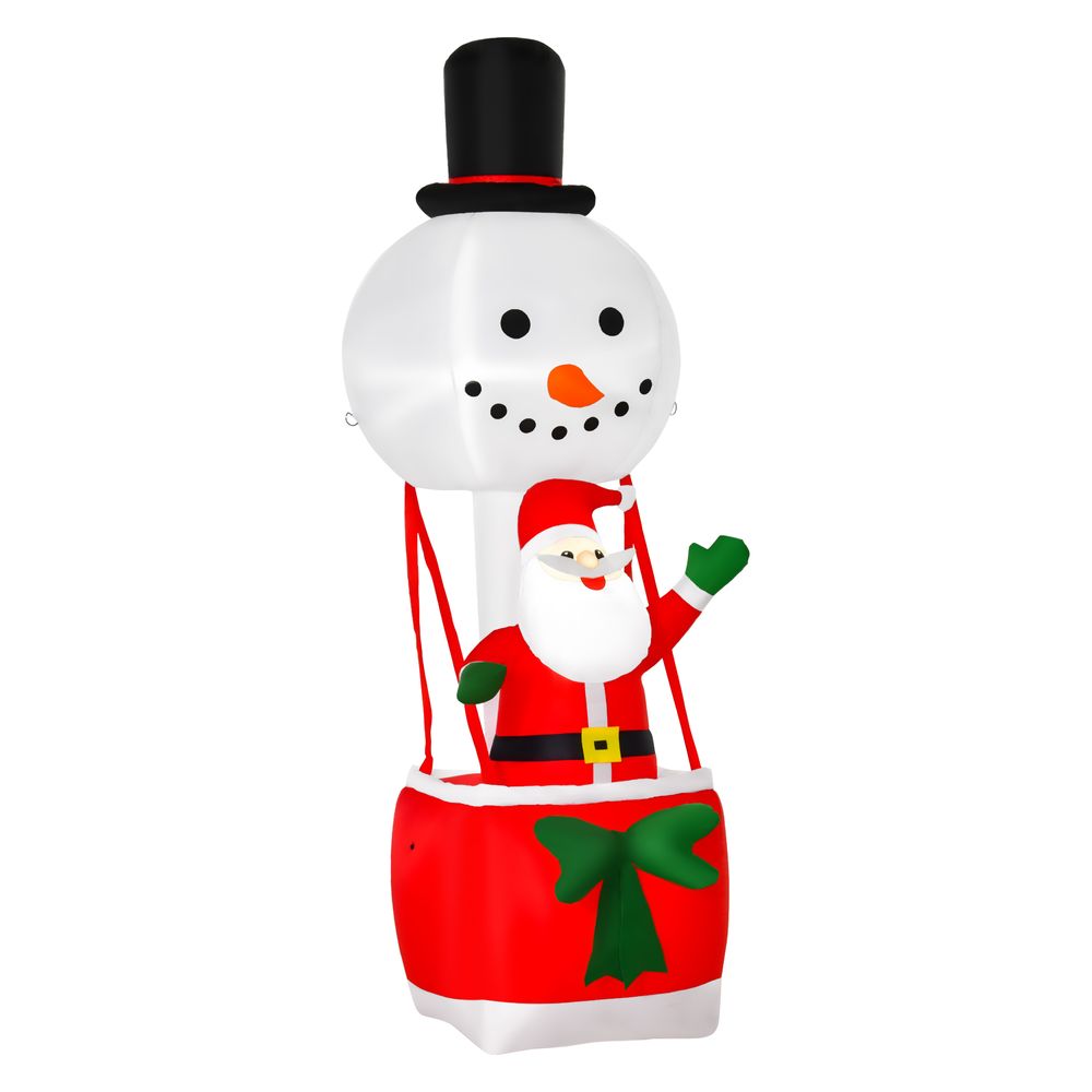 8ft Christmas Inflatable Deco with Santa Claus on Snowman Hot Air Balloon LED - anydaydirect