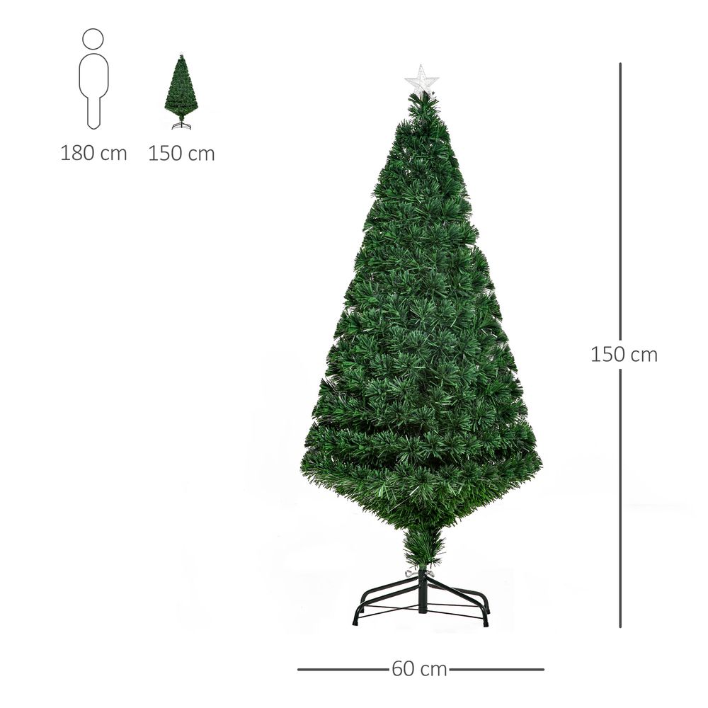 Pre-Lit Fibre Optic Artificial Christmas Tree Tree Topper Multi-Colour 5ft - anydaydirect