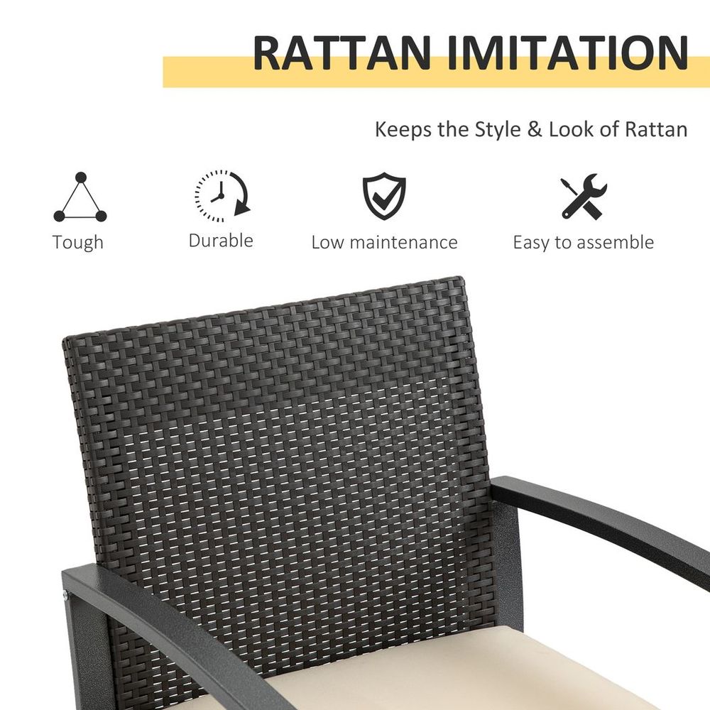 Patio PP Rattan Style Garden Bistro Set, Armchairs & Tea Table Set - anydaydirect