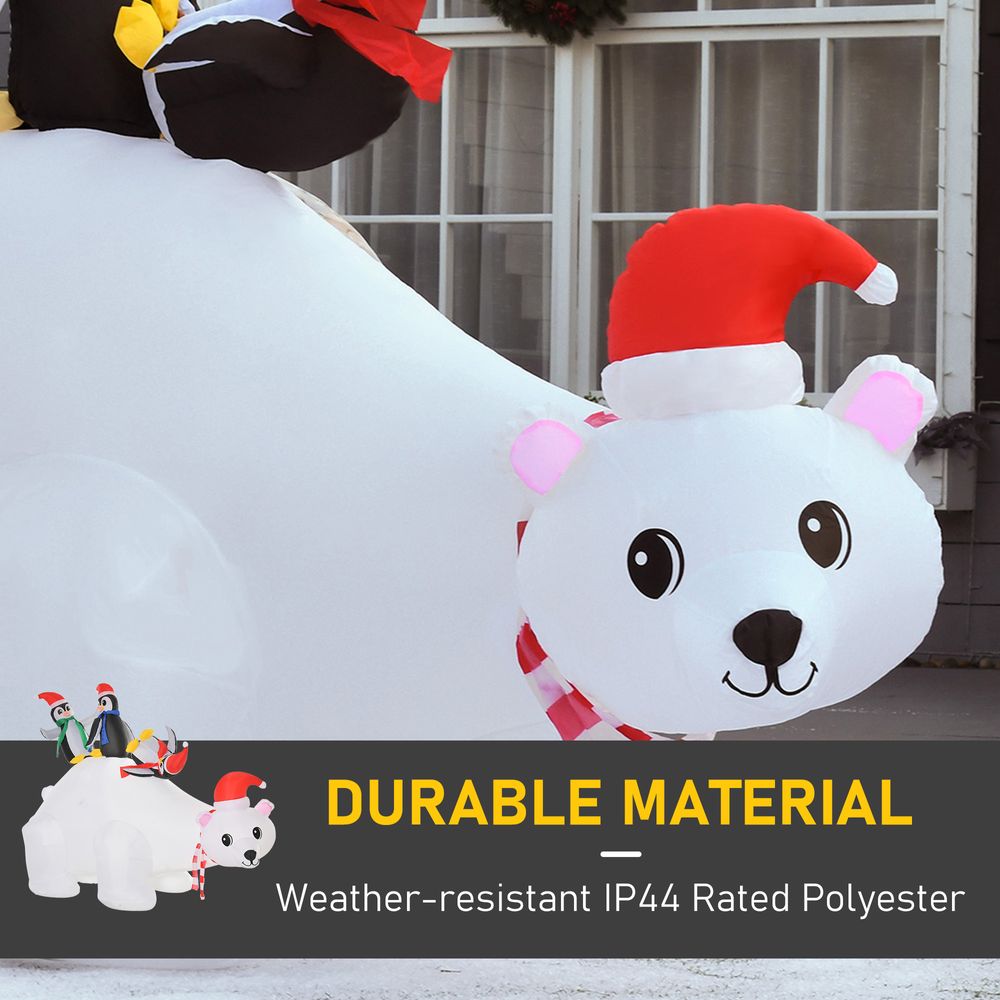 5ft Outdoor Christmas Inflatable with LED Ligh Polar Bear Three Penguins Garden - anydaydirect