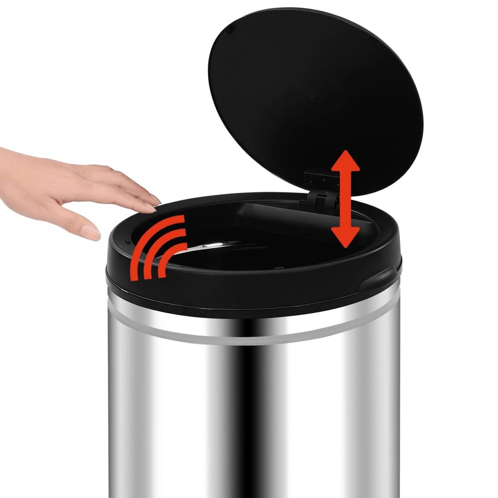 Automatic Sensor Dustbin 80 L Stainless Steel - anydaydirect