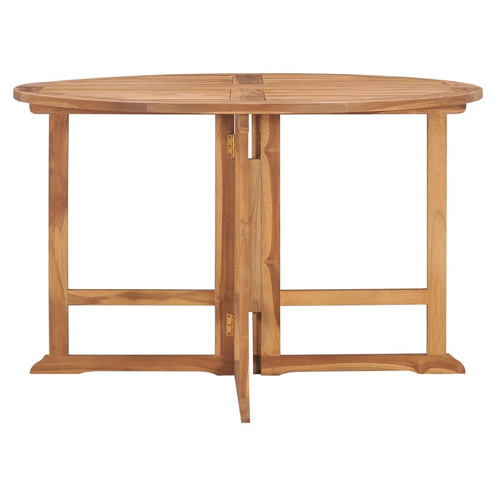 Folding Garden Dining Table Ø110x75 cm Solid Wood Teak - anydaydirect