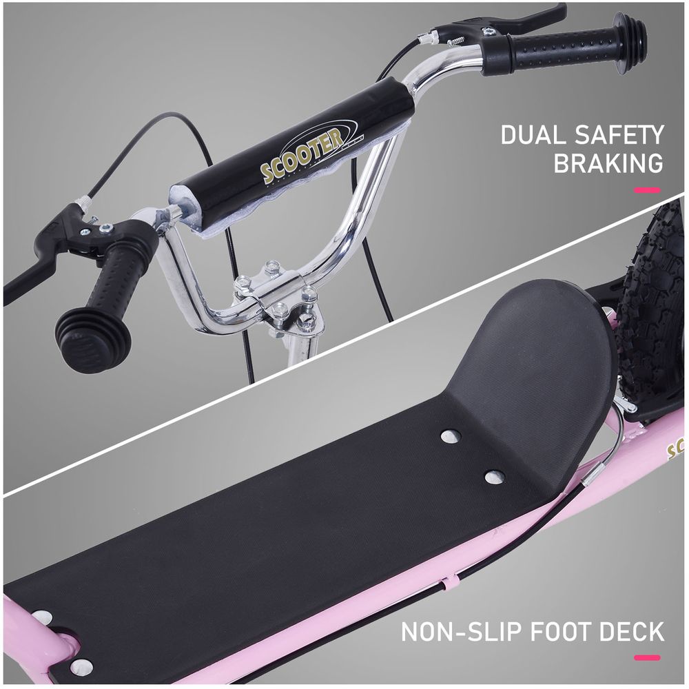 Teen Scooter Children Stunt Scooter 16" Tyres Adjustable Height, Pink - anydaydirect