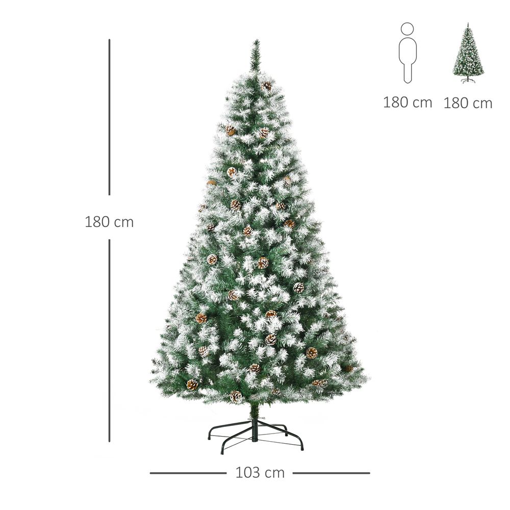 6FT Artificial Christmas Tree Pine Cones Xmas Home Deco Automatic Open Green - anydaydirect