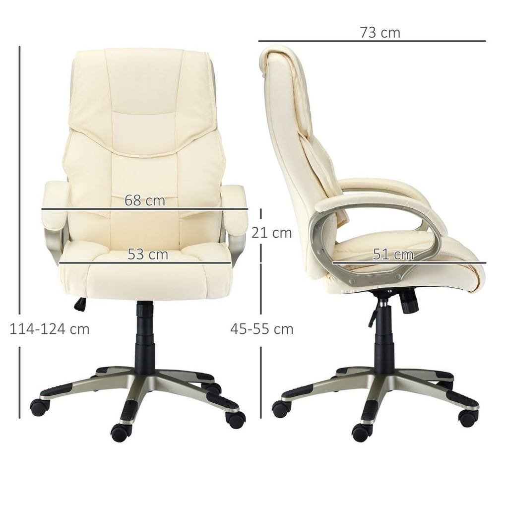 HOMCOM Executive Office Chair Faux Leather Computer Desk Chair w/ Wheel White - anydaydirect