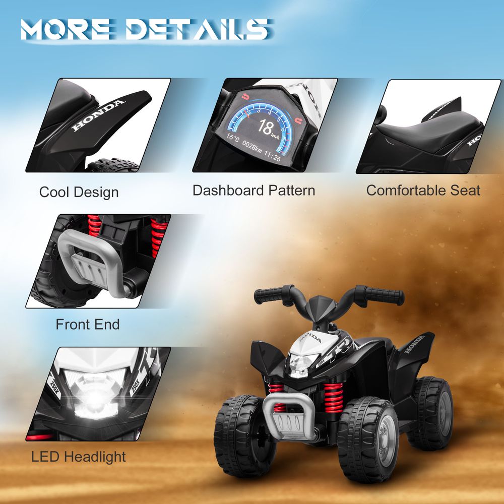 Honda Licensed Kids Electric Quad Bike 6V ATV Ride On 1.5-3 Years Black - anydaydirect