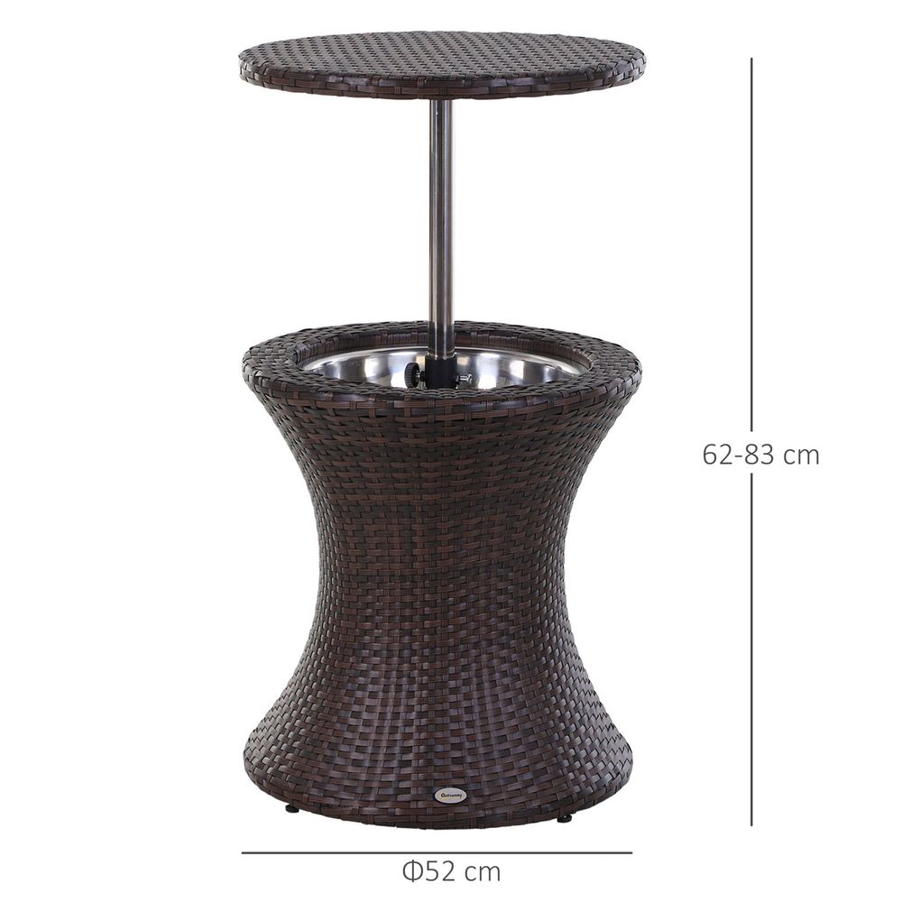 Rattan Ice Bucket Cooler Table Beer Patio Party Activity Bar W/Table-Brown - anydaydirect