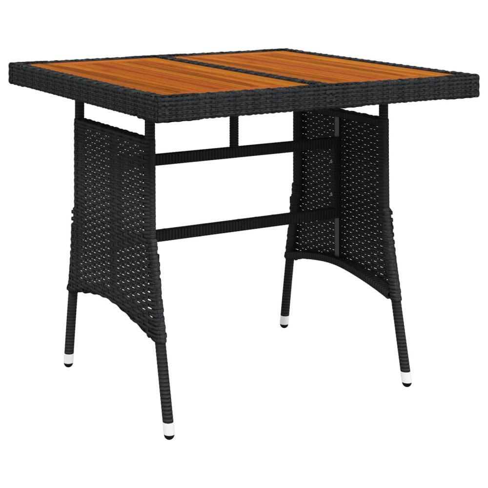 Garden Table Black 70x70x72 cm Poly Rattan & Solid Acacia Wood - anydaydirect