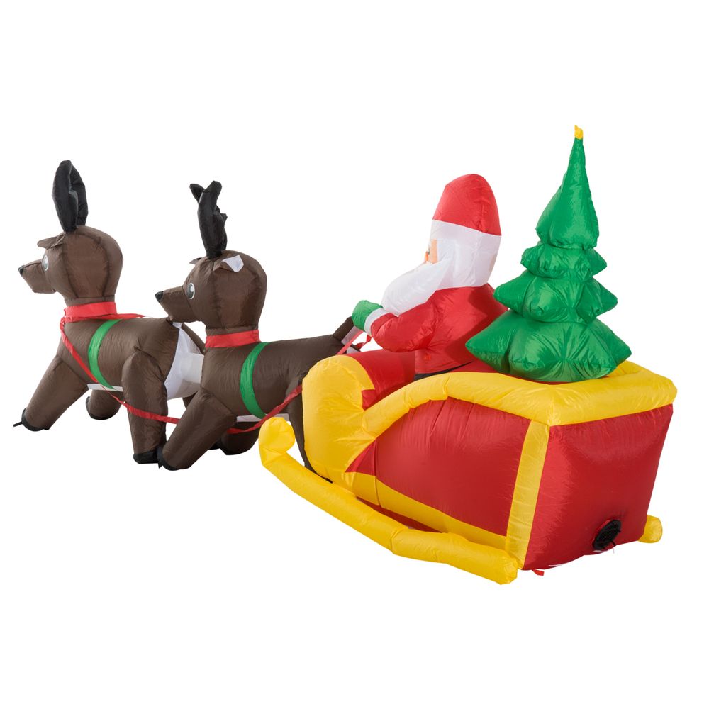 HOMCOM Inflatable Self-inflating Santa Sleigh Reindeer Christmas Outdoor - anydaydirect