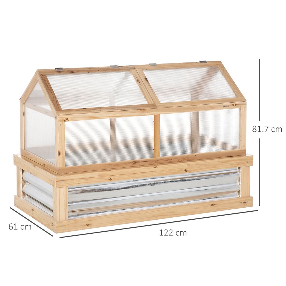 Raised Garden Bed with Greenhouse Top, 122x 61 x 81.7cm, Natural Kit - anydaydirect