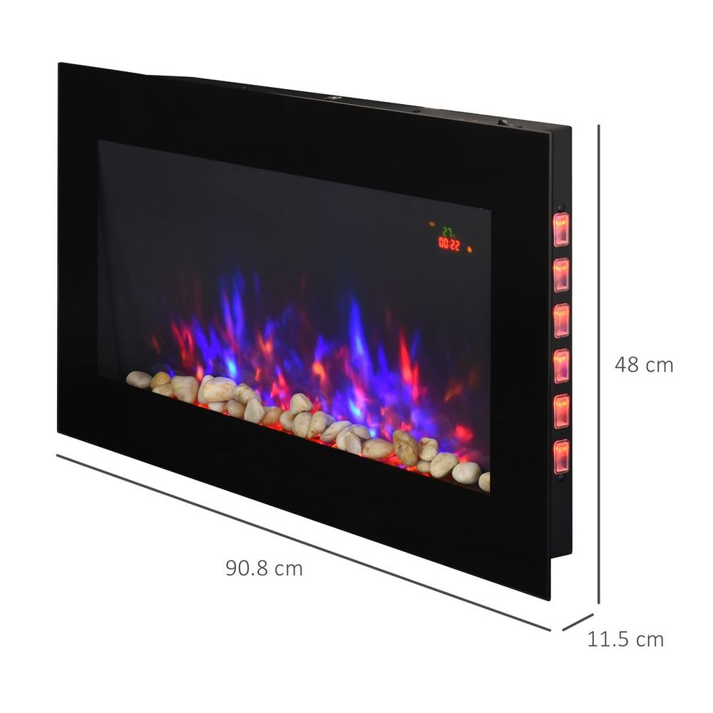 HOMCOM 1000W/2000W LED Electric Fireplace Automatic Function Remote Timer Safe - anydaydirect