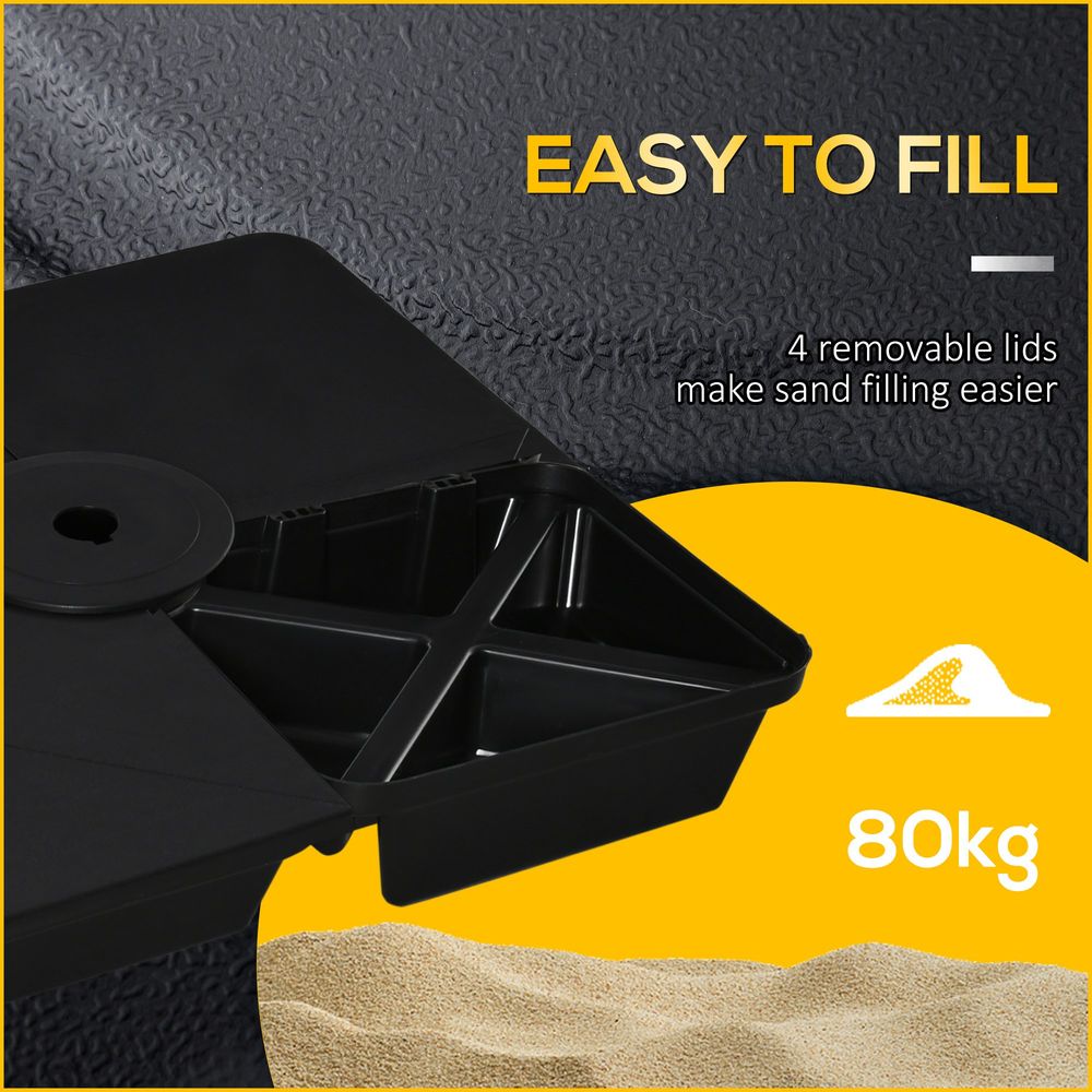 4 Set Parasol Base Weights Sand Filled Umbrella Base for Cantilever - Black - anydaydirect