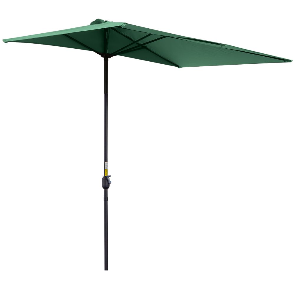 2.3m Garden Half Round Umbrella Metal Parasol Umbrella Green Outsunny - anydaydirect
