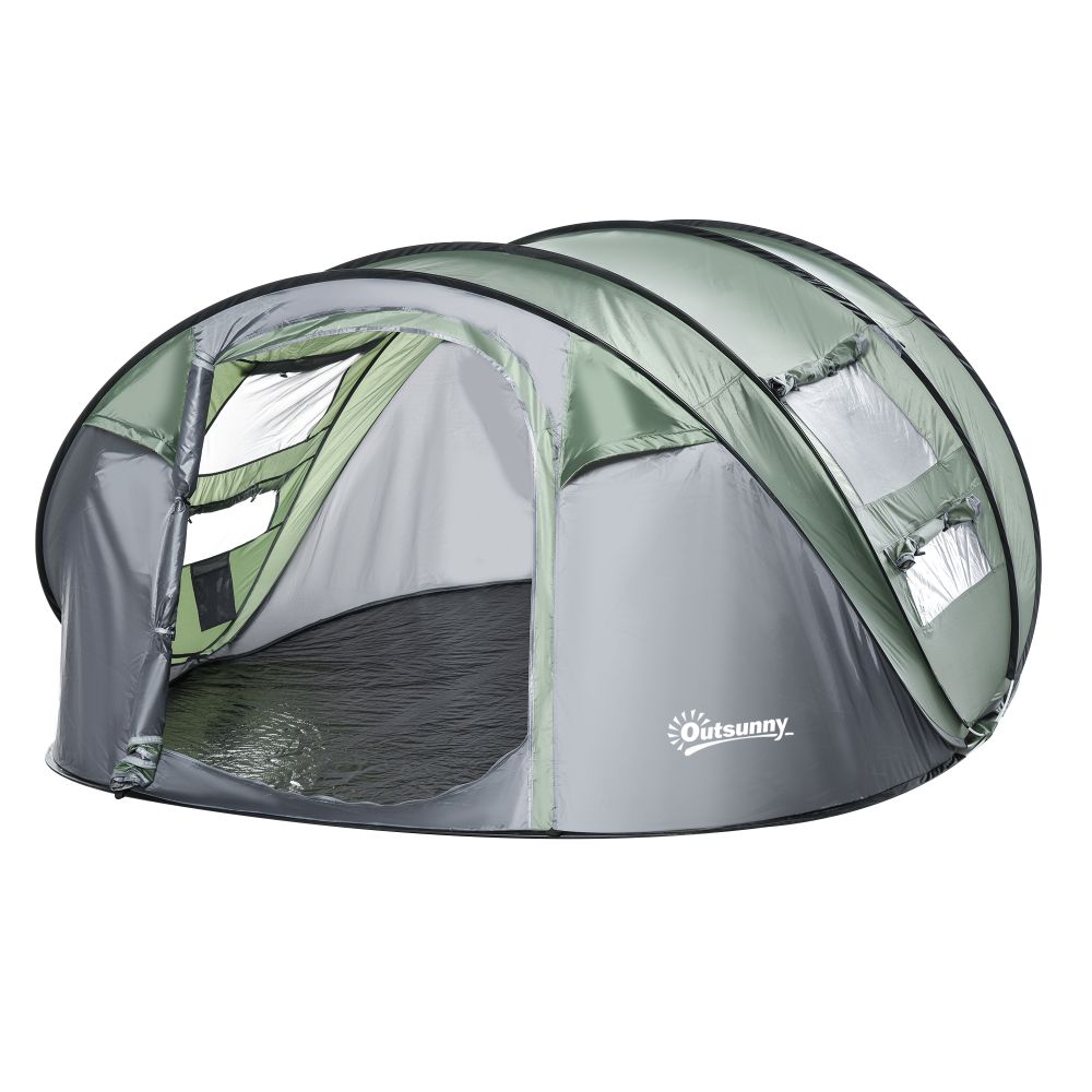 Camping Tent Dome Tent Pop-up Design with 4 Windows for 4-5 Person Outsunny - anydaydirect