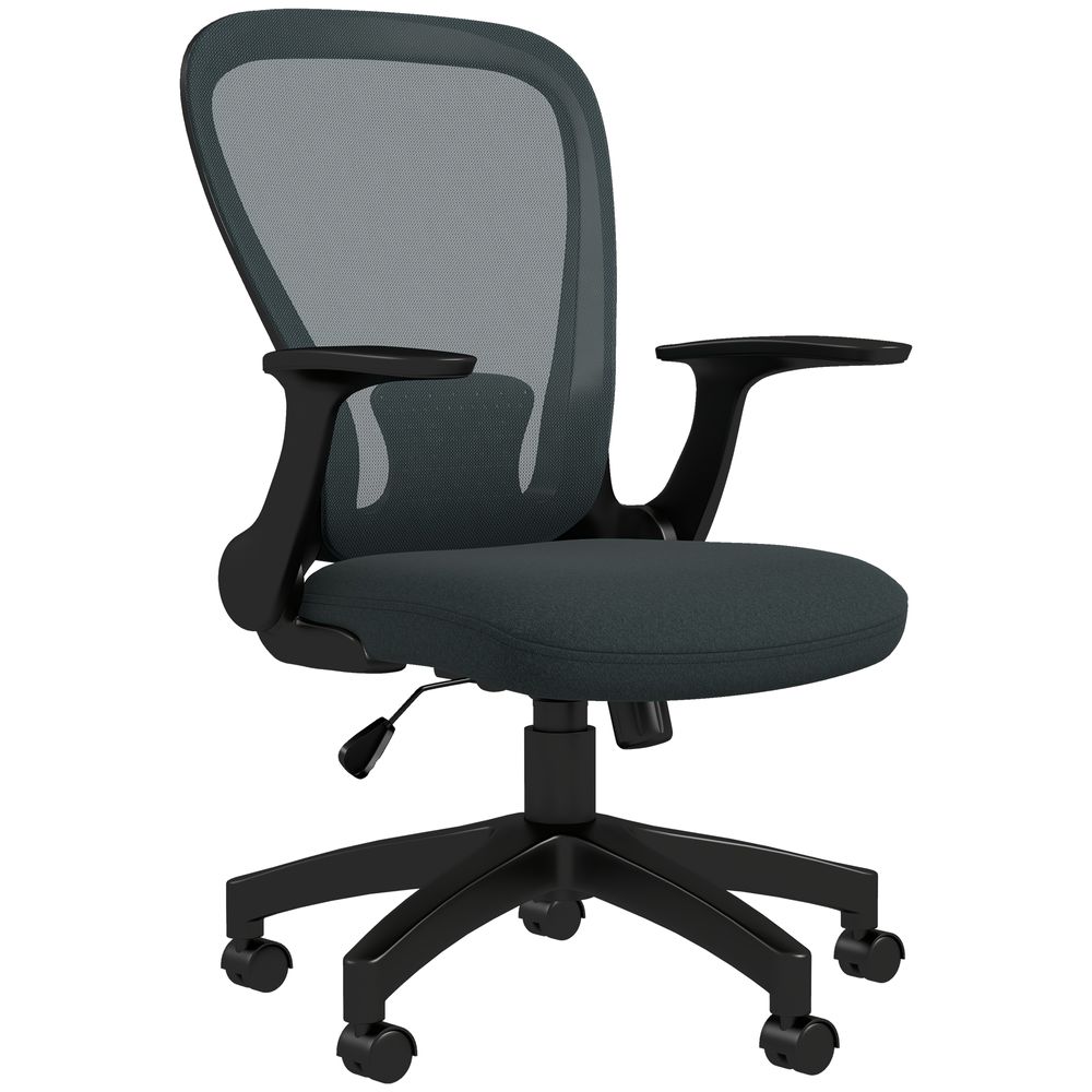 Vinsetto Mesh Office Chair, Computer Chair with Adjustable Armrest, Grey - anydaydirect