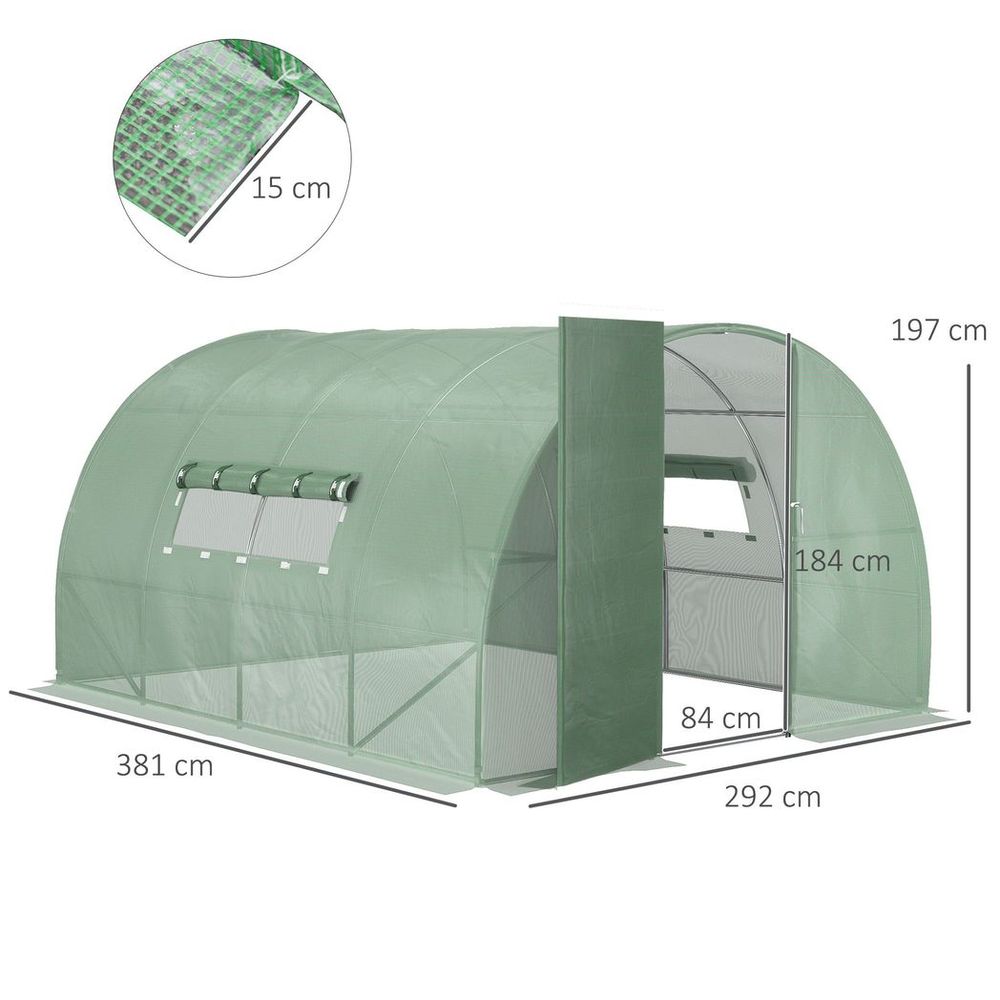 4 x 3M Walk-in Garden Polytunnel Greenhouse Galvanised Steel W/ Door - anydaydirect